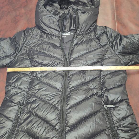 BCBG Max Azria Packable Premium Down Puffer Coat Womens L Hooded Longline Jacket - Picture 7 of 11